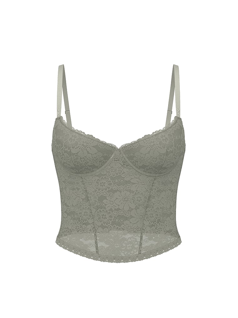 PINK Wink PINK Wink™ Lightly Lined Scoop Corset Top, Slate Green, offModelFront, 3 of 4