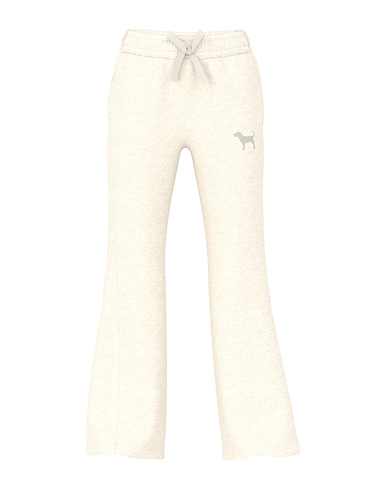 PINK Campus Terry™ Flare Pants, Snow Heather, offModelFront, 4 of 4