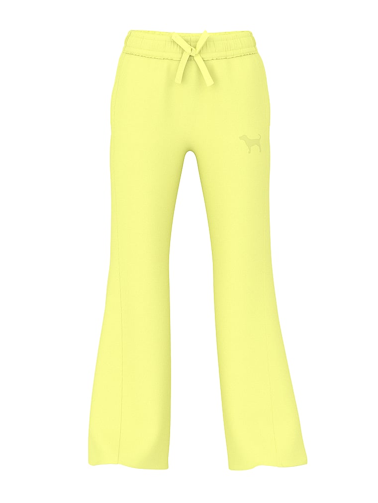 PINK Campus Terry™ Flare Pants, Lime Citron, offModelFront, 3 of 4