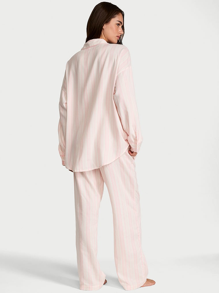Buy Modal-Cotton Long Pajama Set, Icy Lavender Stripes - Order