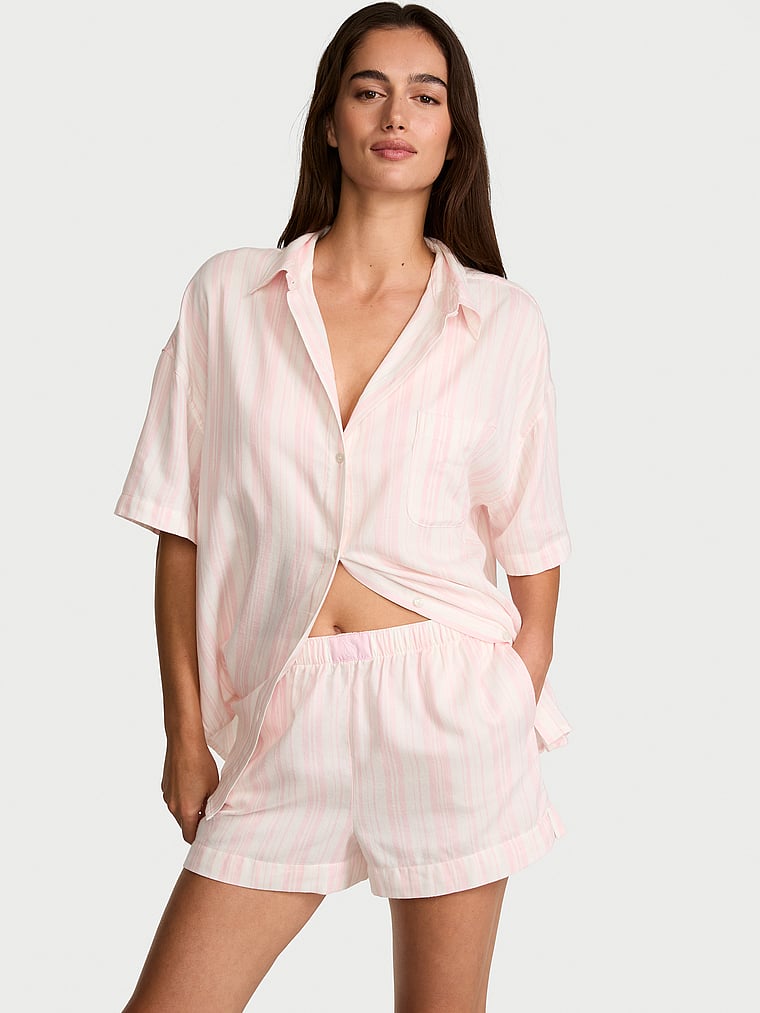 Victoria's Secret, Victoria's Secret Modal-Cotton Short Pajama Set, onModelFront, 1 of 4