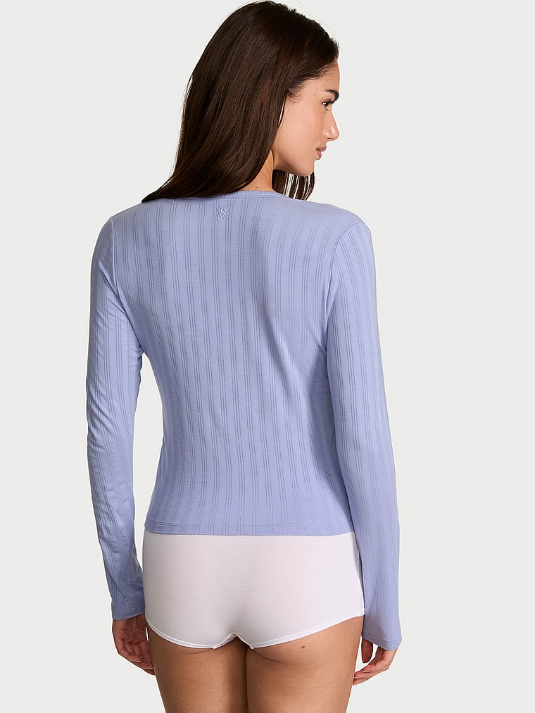 Victoria's Secret, Victoria's Secret SoSoft™ Modal Ultra-Fine Cardigan, Light Lavender, onModelBack, 2 of 4