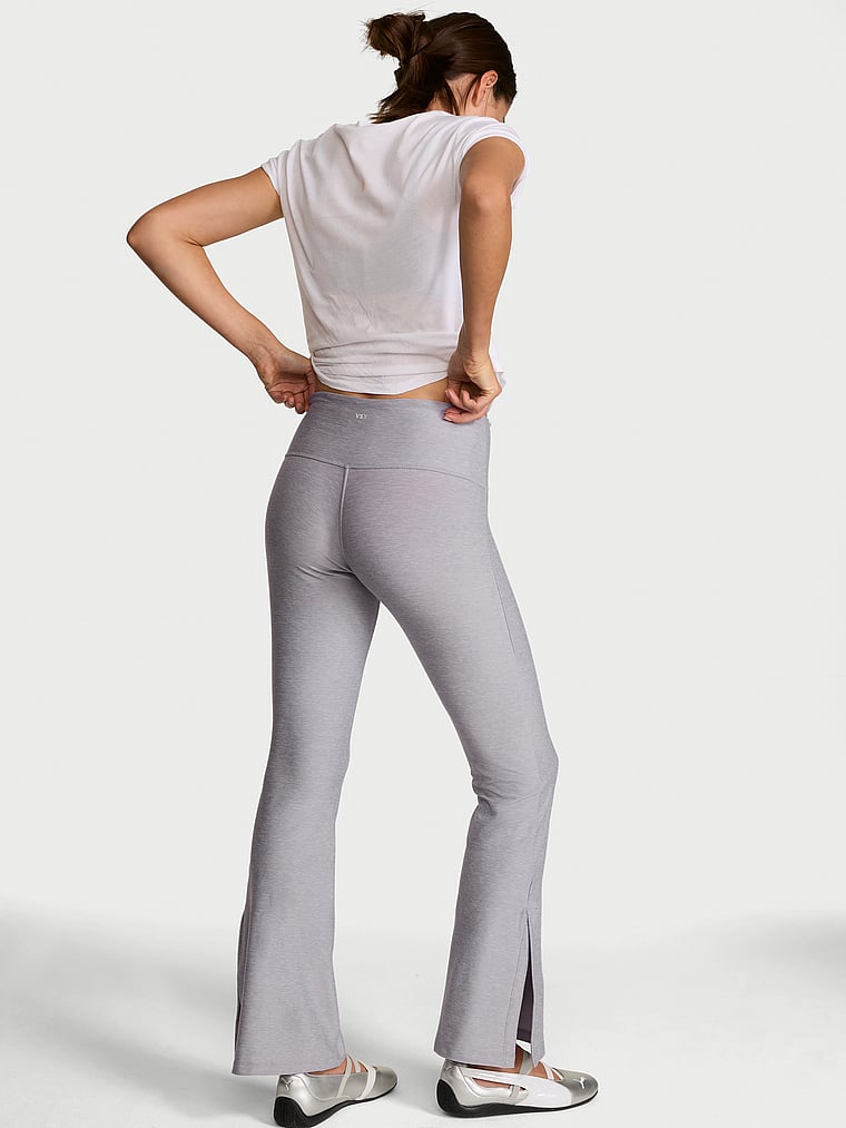 Victoria's Secret, VSX VSX New Essential Flare Legging, Heather Pearl Stone, onModelBack, 3 of 4 Maia is 5'9" or 175cm and wears Small
