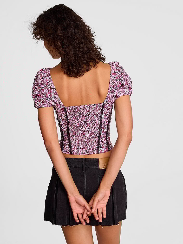 Puff-Sleeve Corset Top