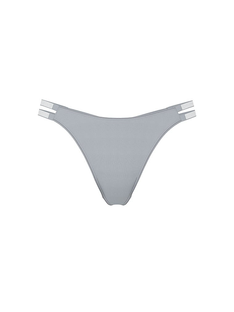 Victoria's Secret, Very Sexy Ombré Stripe Shine Strap Thong Panty, Sterling, offModelFront, 3 of 4