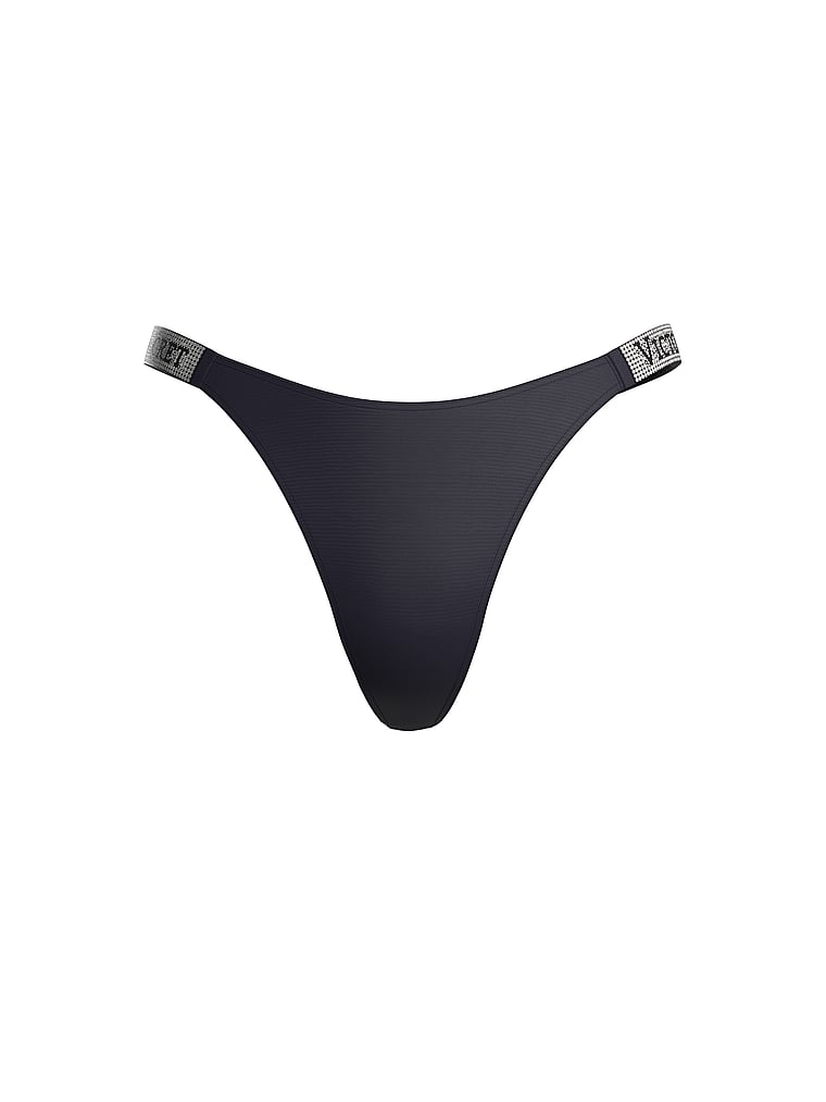 Victoria's Secret, Very Sexy Double Shine Strap Smooth Thong Panty, Soirée Blue, offModelFront, 3 of 4