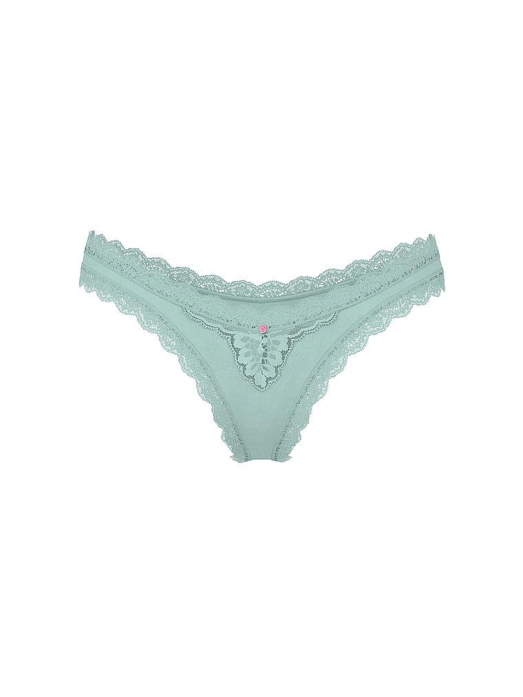 Victoria's Secret, Dream Angels Satin Bow-Back Brazilian Panty, Canal Blue, offModelFront, 4 of 4