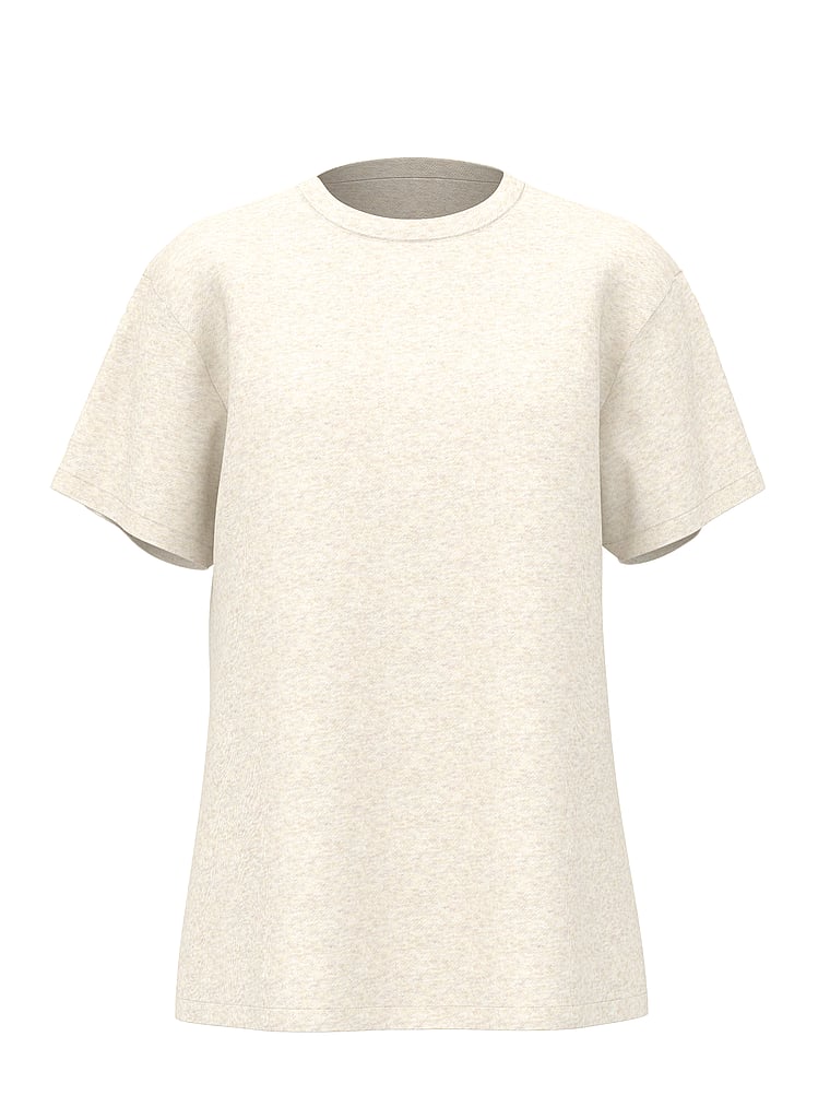Victoria's Secret, Angel Essentials Cotton Oversized Tee, Heather Natural, offModelFront, 3 of 3
