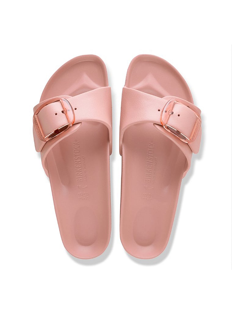 Birkenstock Madrid Big Buckle EVA Slide, Pink Clay, onModelSide, 3 of 3