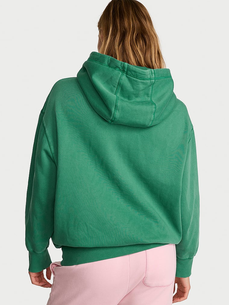 Victoria's Secret, Angel Essentials Iconic Fleece Relaxed Hoodie, Washed Prettiest Pine, onModelBack, 2 of 2 Aga is 5'10" and wears Small