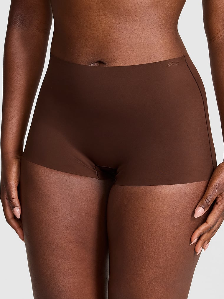 PINK No-Show Boyshort Panty, Ganache, onModelFront, 1 of 5 Fanta is 5'11" and wears Large