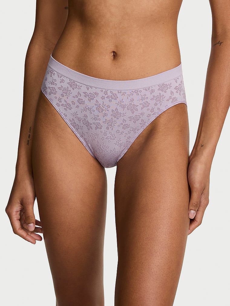 Victoria's Secret, Seamless Seamless High-Leg Brief Panty, Crystal Lilac Floral, onModelFront, 1 of 3 Anyeline is 5'10" and wears Small