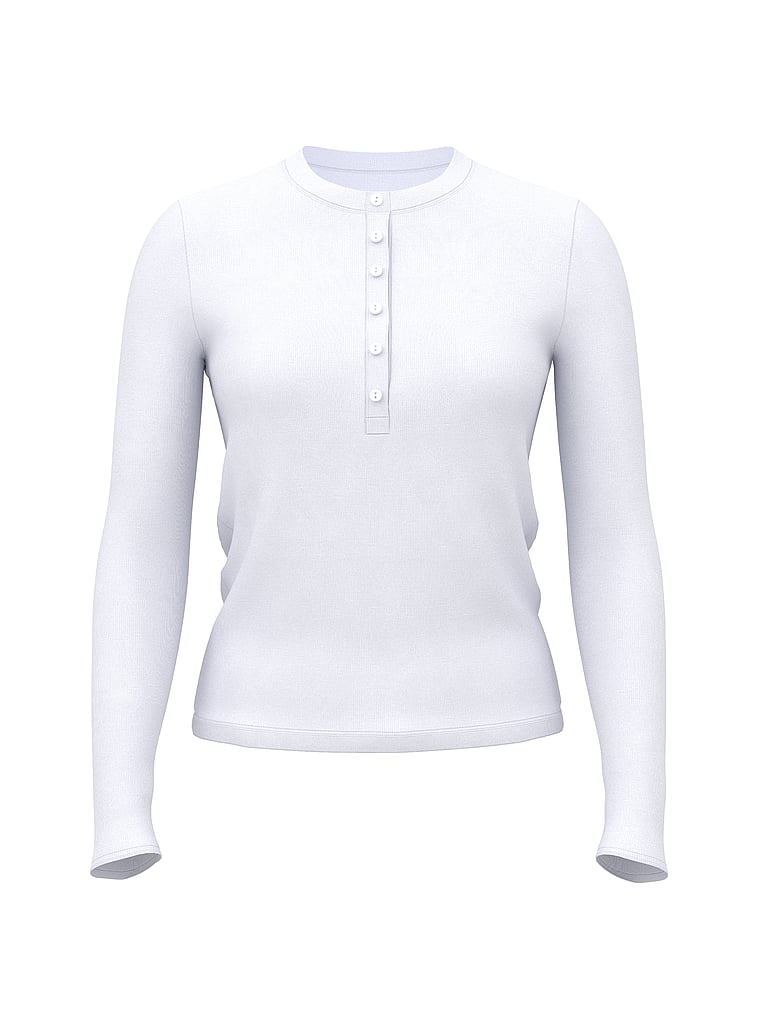 Relaxed Rib Long-Sleeve Henley Tee