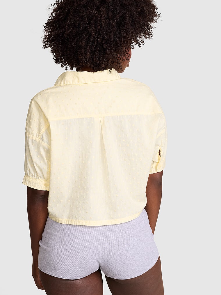 PINK Coastal Cutie Tie-Front Sleepshirt, Palest Yellow, onModelBack, 2 of 4