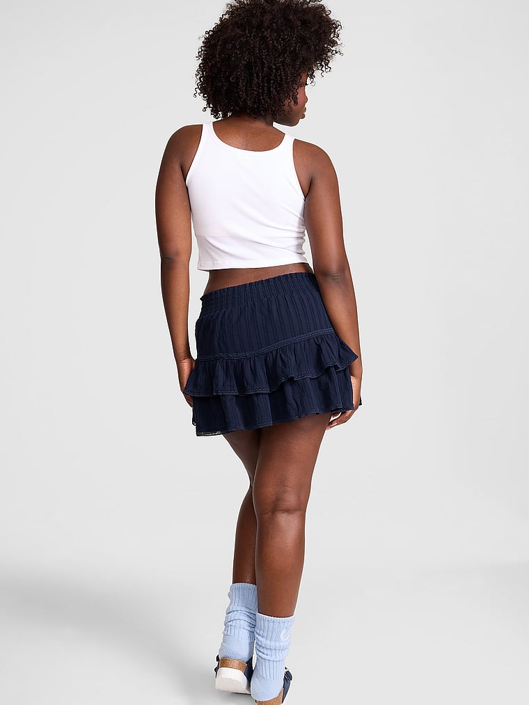 PINK Frill Seeker Ruffle Skort, Noir Navy, onModelBack, 2 of 4 Fanta is 5'11" and wears Medium
