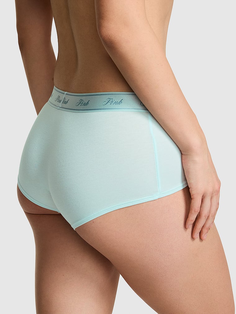PINK Lacie Logo Boyshort Panty, Spray Blue, onModelBack, 2 of 3