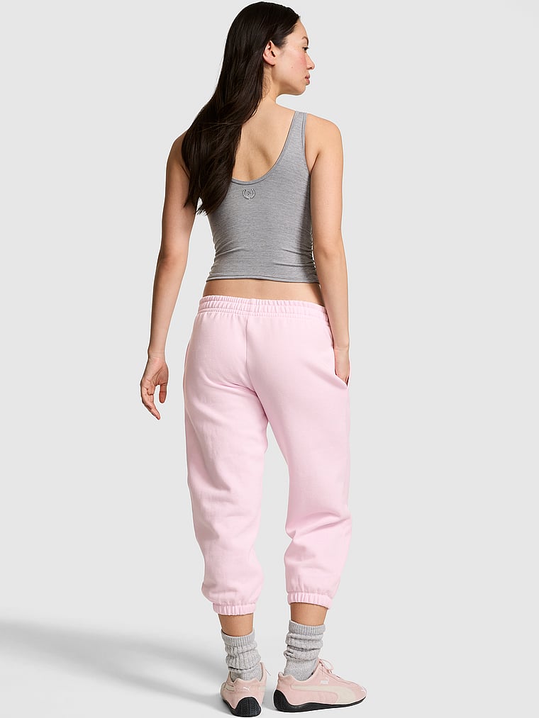 PINK Campus Fleece™ Capri Jogger Sweatpants, Pink Tulip, onModelBack, 2 of 3