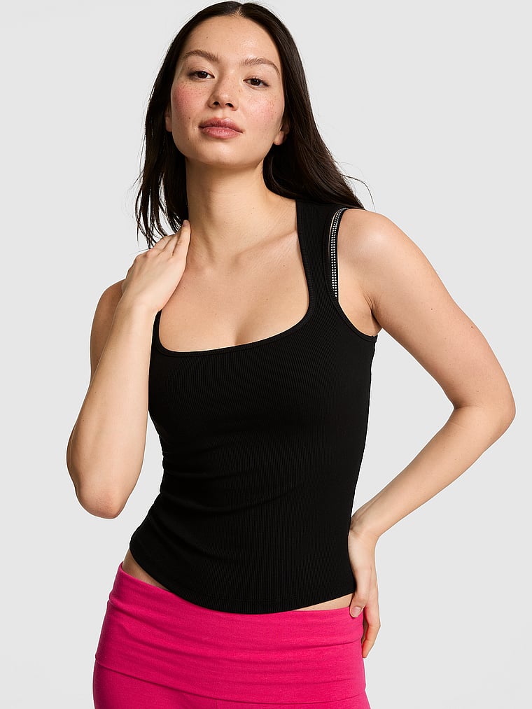 All-Day Soft Rib Square-Neck Tank Top
