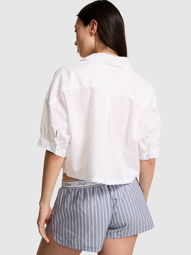 PINK Coastal Cutie Tie-Front Sleepshirt, White, onModelBack, 2 of 3