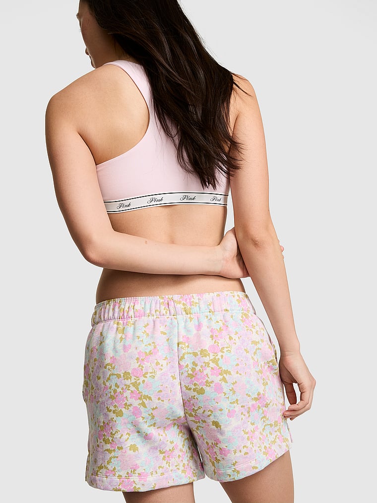 PINK Campus Fleece™ Roll-Down Shorts, Floral, onModelBack, 2 of 2