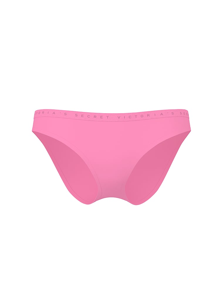 Victoria's Secret, Victoria's Secret Stretch Cotton Rib Bikini Panty, Pink Sugar, offModelFront, 3 of 3