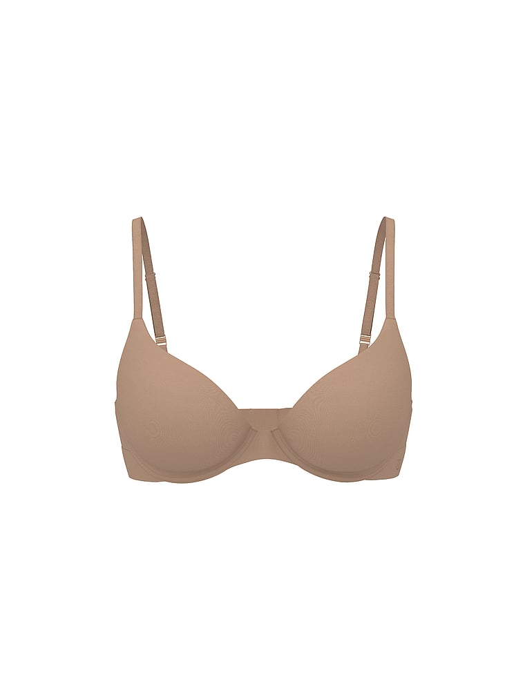 Victoria's Secret, The T-shirt Lightly Lined Full-Coverage Cotton Bra, Praline, offModelFront, 3 of 3