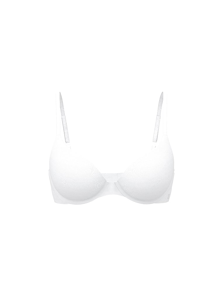 Victoria's Secret, The T-shirt Cotton Logo Hardware Lightly Lined Full-Coverage Bra, VS White, offModelFront, 4 of 5