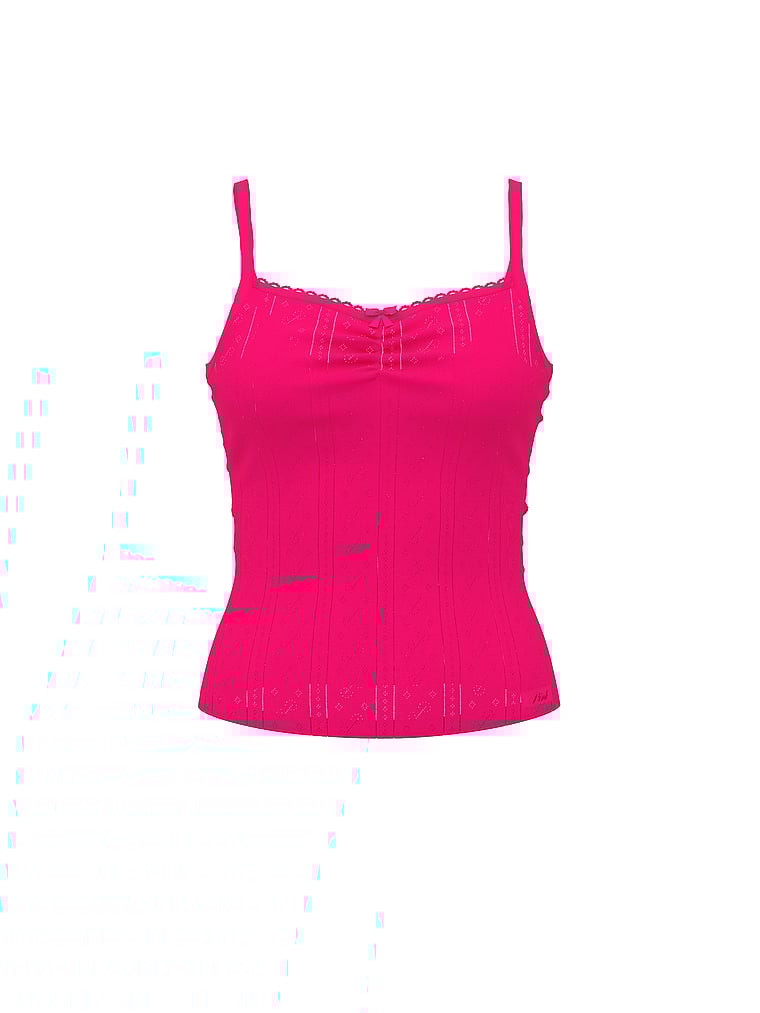 PINK Pointelle Sweetheart Cami, Hot Stuff, offModelFront, 3 of 3