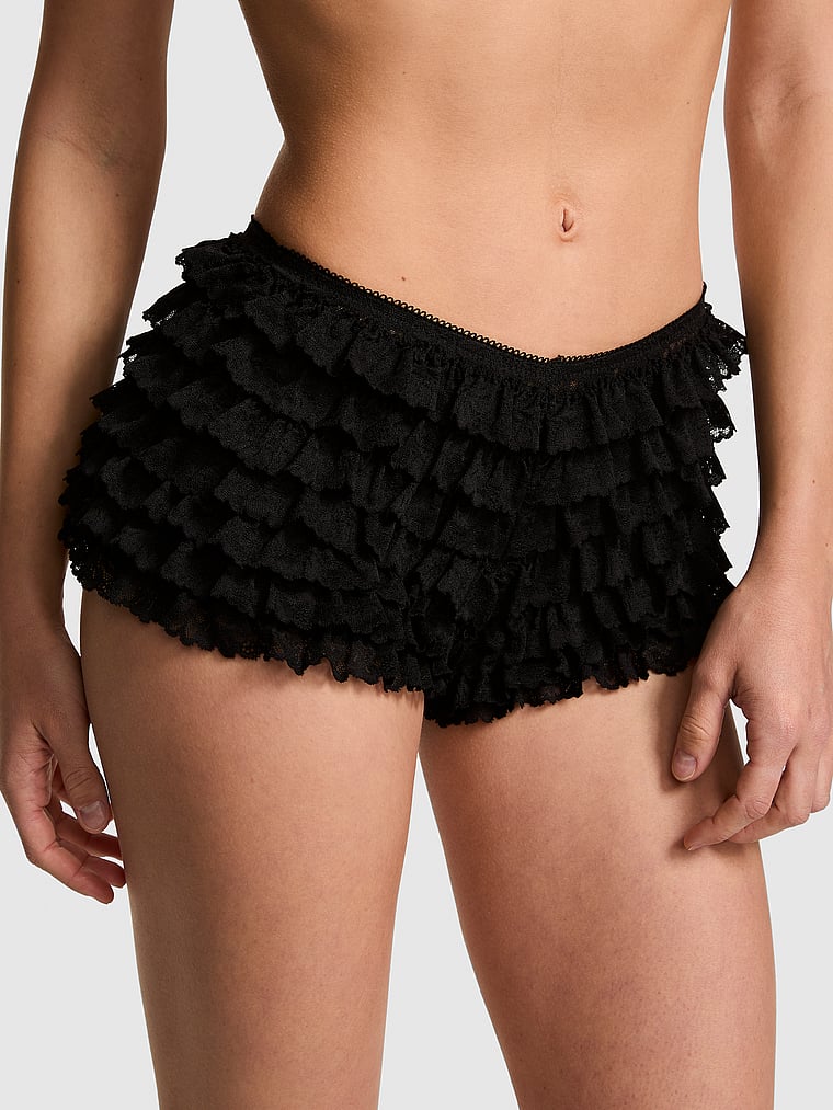 PINK GRWPINK™ Ruffle Bloomer Panty, Black, onModelSide, 4 of 4 Ruby is 5'6" and wears Small