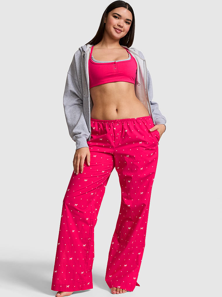 PINK Sweet Dreams Pajama Pants, Hot Stuff Dot & Dog, onModelFront, 1 of 3 Breanna is 5'8" or 173cm and wears Large