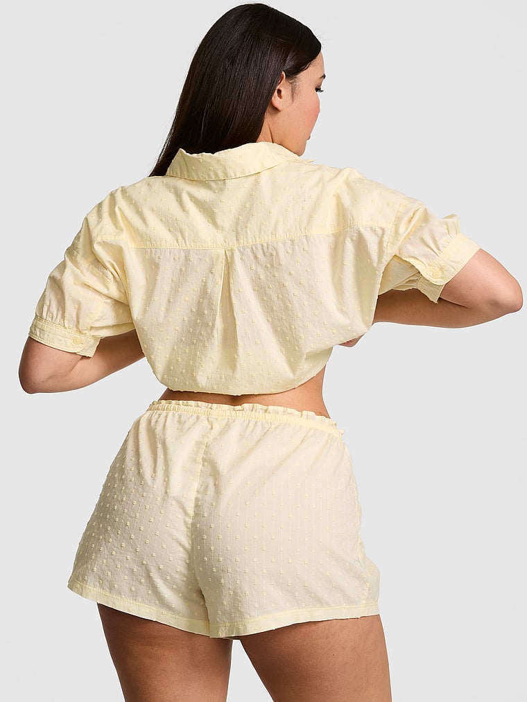 PINK Coastal Cutie Pajama Shorts, Palest Yellow, onModelBack, 2 of 3 Breanna is 5'8" and wears Large