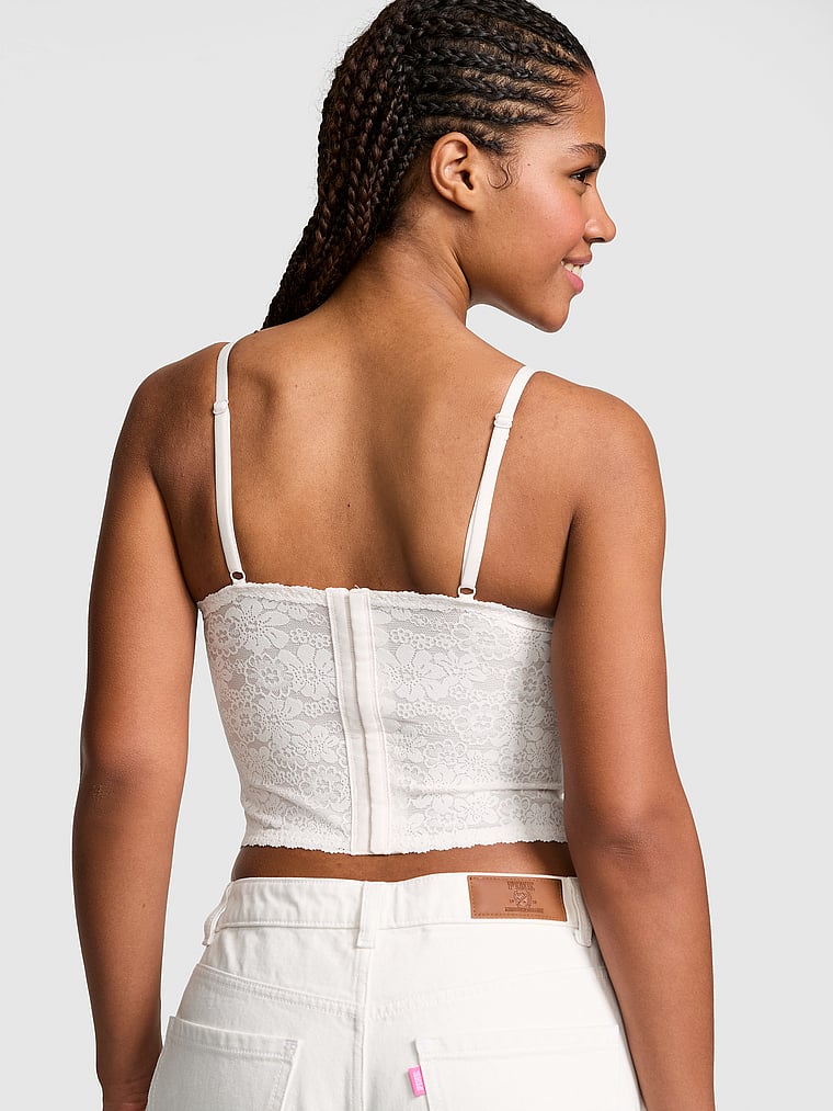 PINK Wink PINK Wink™ Lightly Lined Scoop Corset Top, Coconut White, onModelBack, 2 of 4