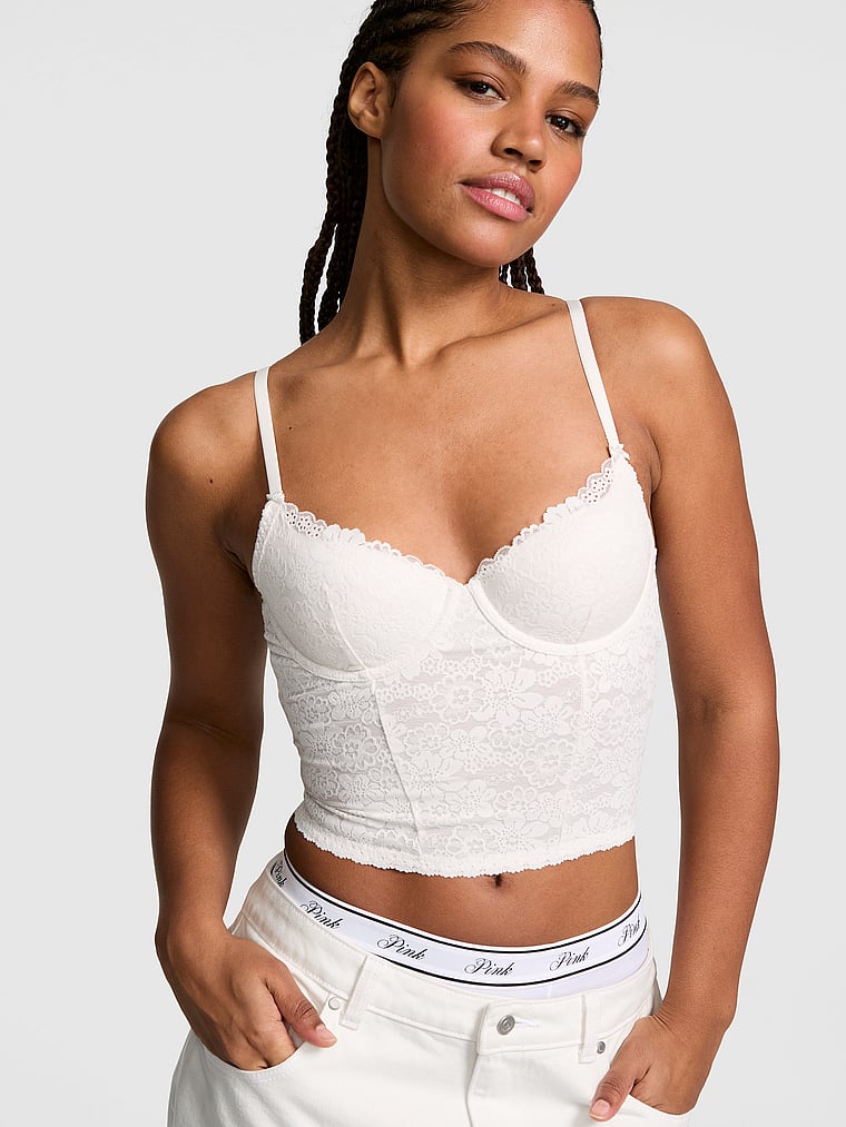 PINK Wink PINK Wink™ Lightly Lined Scoop Corset Top, Coconut White, onModelFront, 1 of 4
