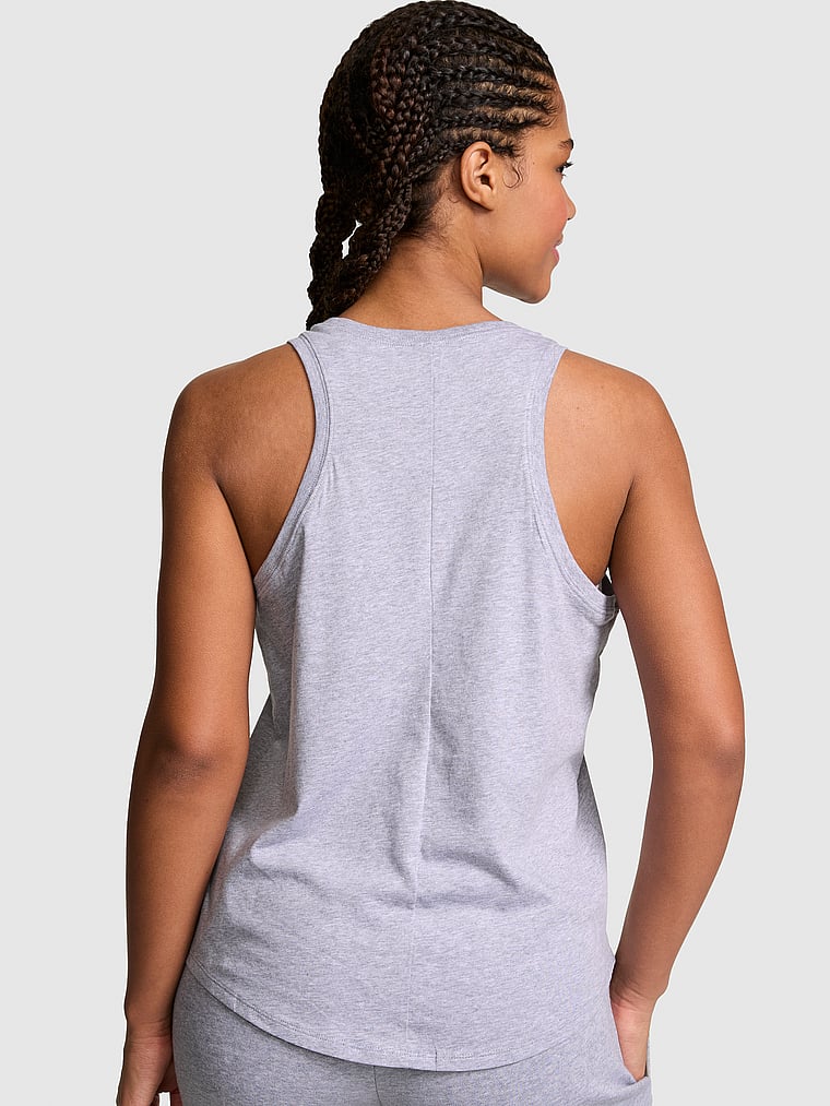 PINK Campus Cotton™ Tank Top, Medium Heather Grey, onModelBack, 2 of 2