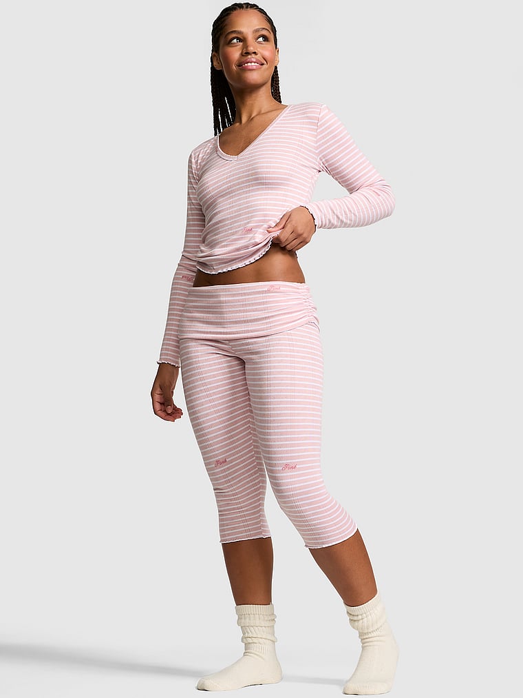 Soft Luxe Pointelle Foldover Capri Pants