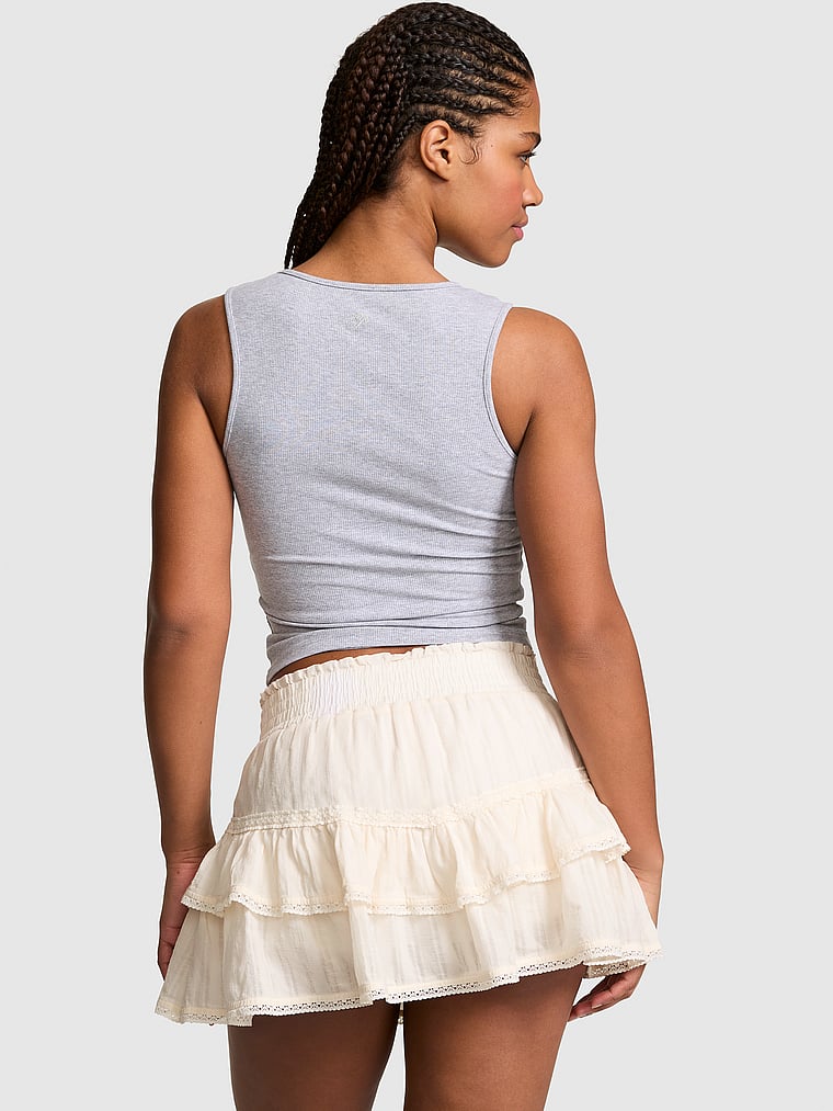 PINK Frill Seeker Ruffle Skort, Winter White, onModelBack, 2 of 5