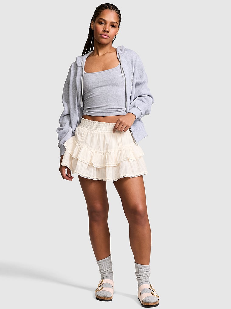 PINK Frill Seeker Ruffle Skort, Winter White, onModelFront, 1 of 5