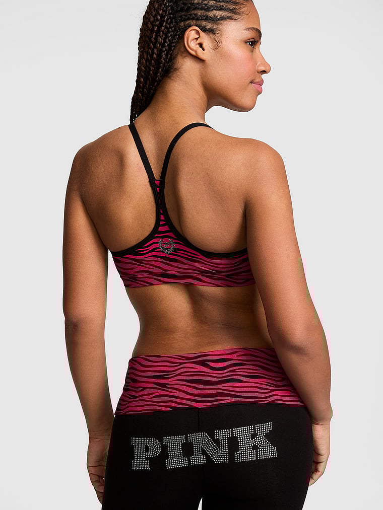PINK All-Day Cotton™ Low-Scoop Racerback Bra, Zebra Pink Break Capsule, onModelBack, 2 of 4