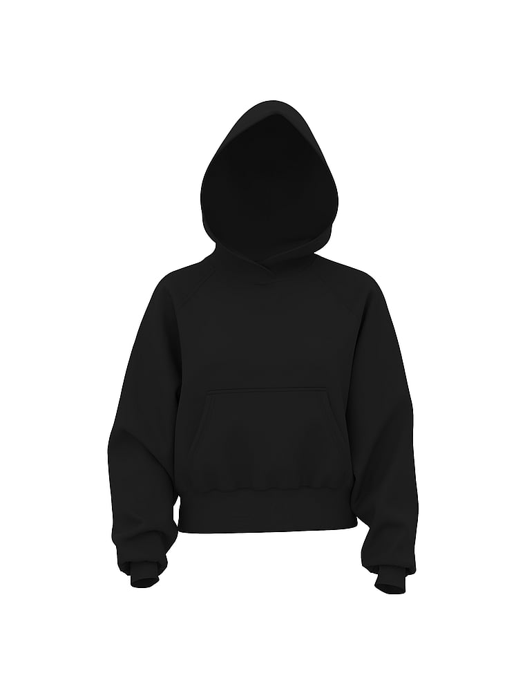 PINK Campus Fleece™ Shrunken Hoodie, Pure Black, offModelFront, 3 of 3