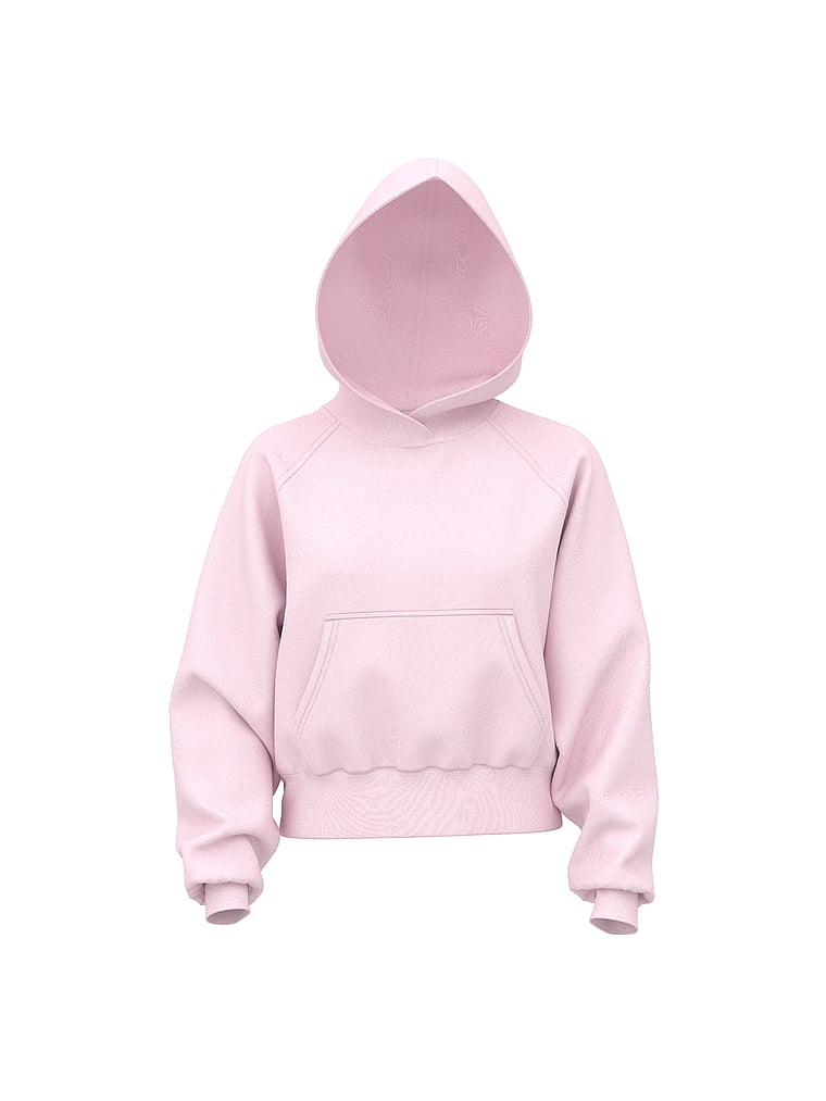 PINK Campus Fleece™ Shrunken Hoodie, Pink Tulip, offModelFront, 4 of 4
