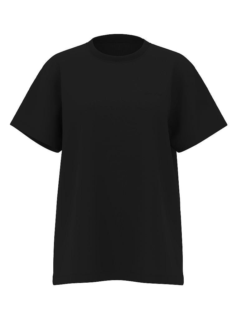 PINK Campus Cotton™ Raglan Tee, Pure Black, offModelFront, 3 of 3