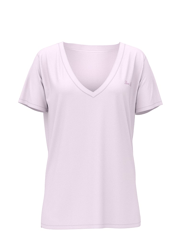PINK Campus Cotton™ V-Neck Tee, Pink Tulip, offModelFront, 3 of 3