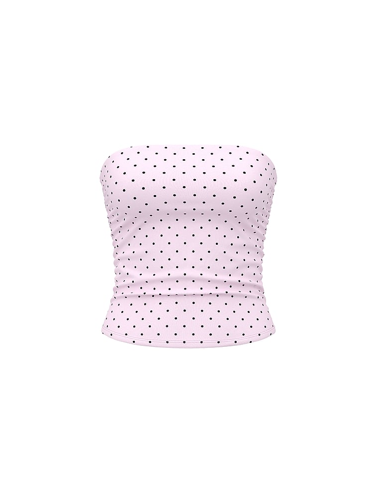 PINK All-Day Cotton™ Tube Top, Pink Tulip Dots, offModelFront, 3 of 4