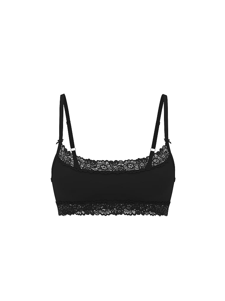 Cotton Lace-Trim Scoop Bralette