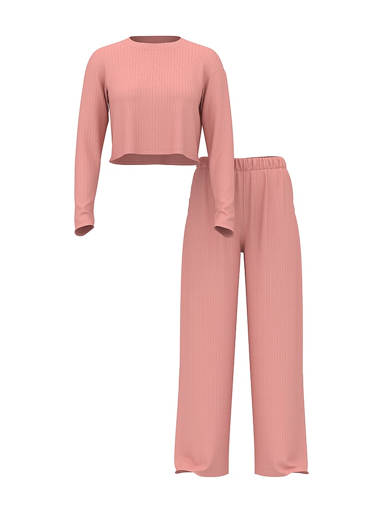 Buy SoSoft™ Modal Wide-Rib Long Lounge Set, Black - Order Pajamas
