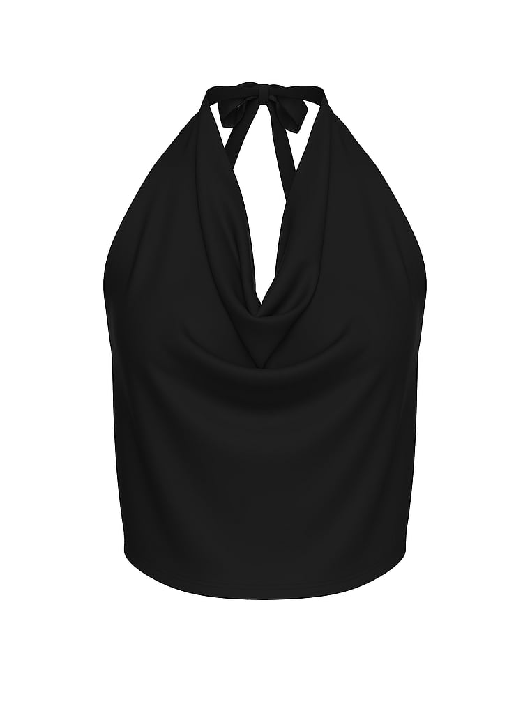 Beachwear Mesh Cowl-Neck Halter Top