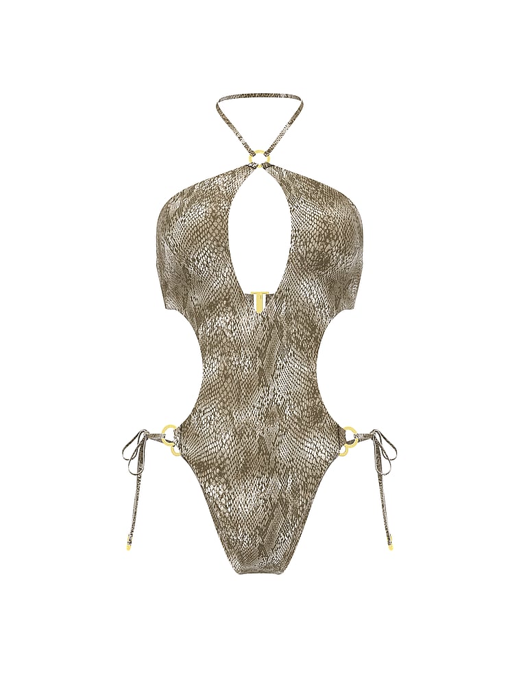 Glam Rings Halter Monokini One-Piece Swimsuit