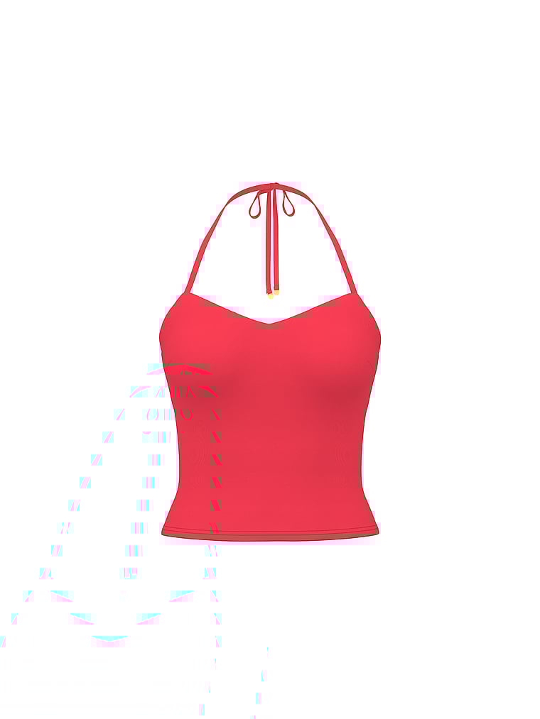 Victoria's Secret, Victoria's Secret Swim Essential Scoop Halter Tankini Top, Poppy, offModelFront, 3 of 3