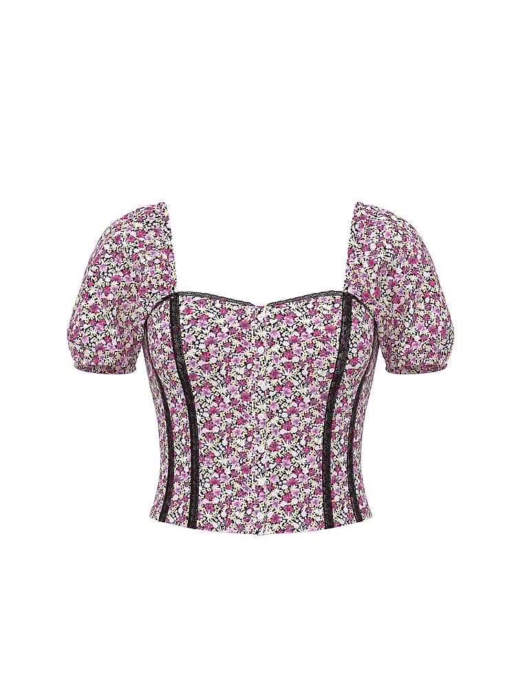 Puff-Sleeve Corset Top