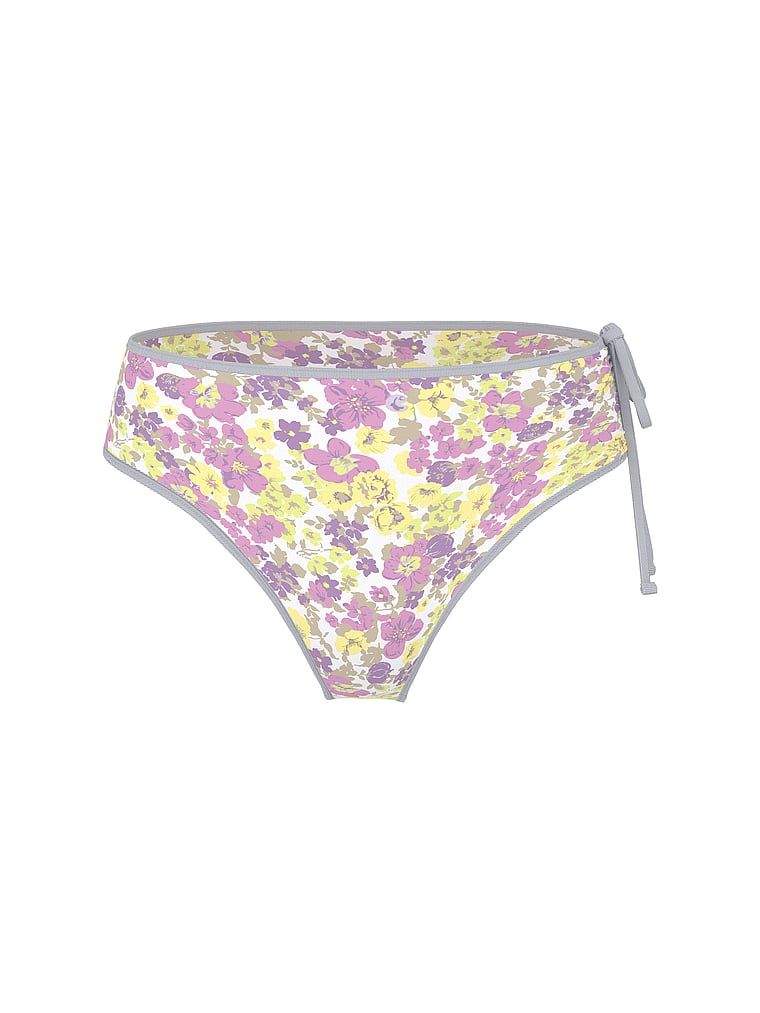 PINK SWIM High-Waisted Itsy Bikini Bottom, Layered Floral, offModelFront, 3 of 3